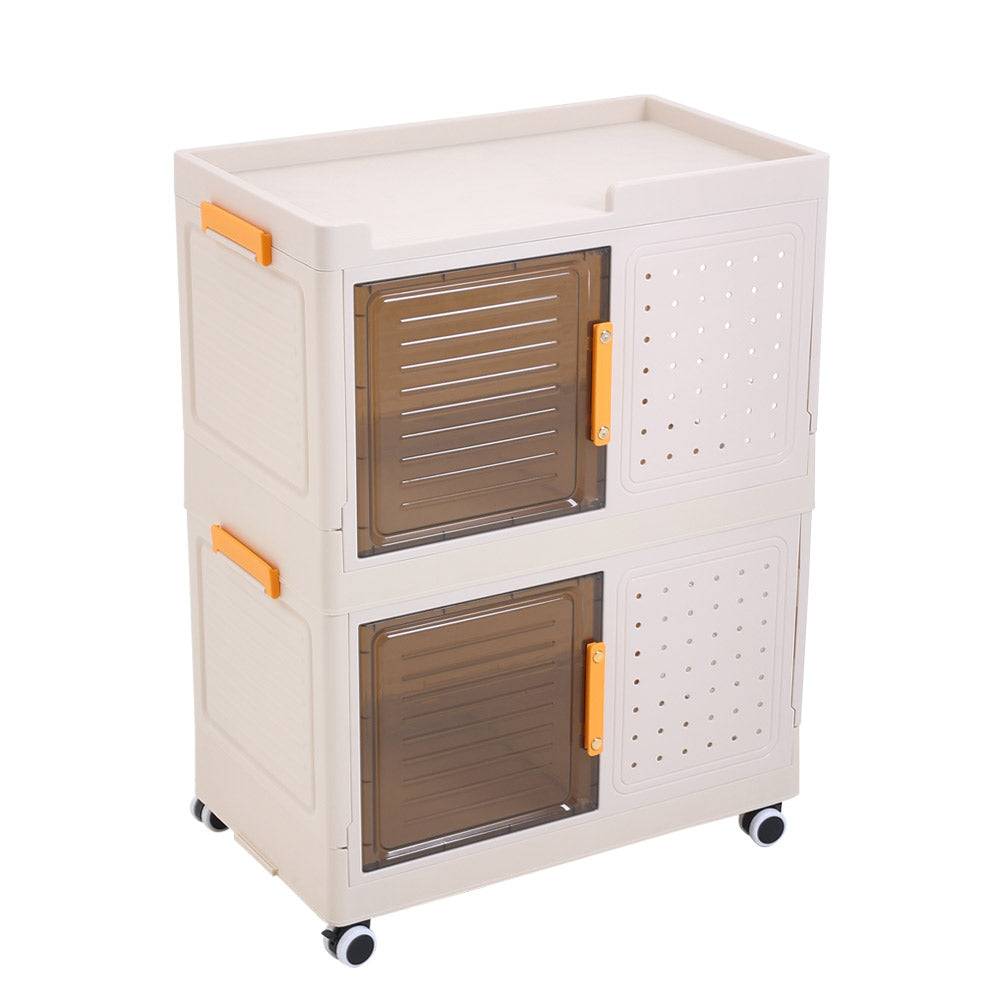 2-Tier Folding Storage Box with Wheels