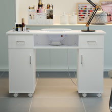 Load image into Gallery viewer, 120cm Wide Wheeled Manicure Table with Electric Dust Extractor Dressing Tables Living and Home 

