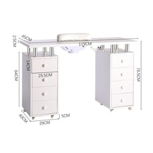 Load image into Gallery viewer, 3ft Wide White Movable Manicure Table Nail Station with Dust Collector Dressing Tables Living and Home 
