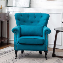 Load image into Gallery viewer, Linen Wingback Fireside Chair With Cushion Wingback Chairs Living and Home 
