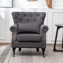 Load image into Gallery viewer, Linen Wingback Fireside Chair With Cushion Wingback Chairs Living and Home 
