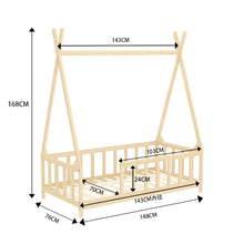 Load image into Gallery viewer, Wood House Bed Frame Low Platform Kids Bed with Safety Fence Bed Frames Living and Home 

