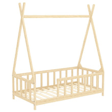 Load image into Gallery viewer, Wood House Bed Frame Low Platform Kids Bed with Safety Fence Bed Frames Living and Home 
