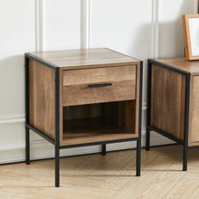 Load image into Gallery viewer, Mid-Century One Drawer Wooden Nightstand Sofa Side Table

