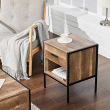 Load image into Gallery viewer, Mid-Century One Drawer Wooden Nightstand Sofa Side Table
