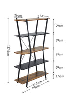 Load image into Gallery viewer, Industrial 5-Tier Open Bookshelf in Brown and Black
