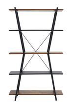 Load image into Gallery viewer, Industrial 5-Tier Open Bookshelf in Brown and Black
