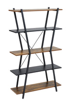 Load image into Gallery viewer, Industrial 5-Tier Open Bookshelf in Brown and Black
