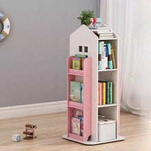 Load image into Gallery viewer, Kids' House Frame Rotating Bookshelf
