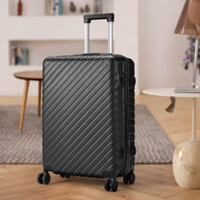 Load image into Gallery viewer, 20/24/28 Inch Lightweight Hardside Slash Texture Travel Suitcase with Spinner Wheels Travel Suitcases Living and Home Black 24 inch 
