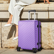 Load image into Gallery viewer, 20/24/28 Inch Lightweight Hardside Slash Texture Travel Suitcase with Spinner Wheels Travel Suitcases Living and Home Purple 20 inch 
