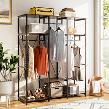 Load image into Gallery viewer, Large Freestanding Clothing Rack with Storage Shelves
