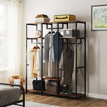 Load image into Gallery viewer, Large Freestanding Clothing Rack with Storage Shelves
