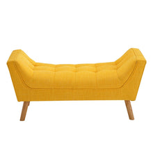 Load image into Gallery viewer, Soft Chenille Upholstered Bench with Wooden Legs Living and Home Yellow 
