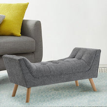 Load image into Gallery viewer, Soft Chenille Upholstered Bench with Wooden Legs Living and Home 
