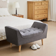 Load image into Gallery viewer, Soft Chenille Upholstered Bench with Wooden Legs Living and Home 
