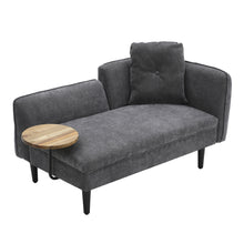 Load image into Gallery viewer, Linen Chaise Lounge with Tray Table
