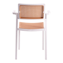 Load image into Gallery viewer, Pseudo-rattan PP Dining Chair Set of 4 with Armrest in White
