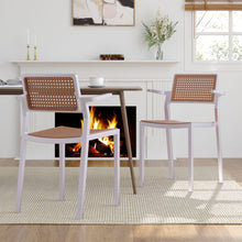 Load image into Gallery viewer, Pseudo-rattan PP Dining Chair Set of 4 with Armrest in White
