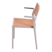Load image into Gallery viewer, Pseudo-rattan PP Dining Chair Set of 4 with Armrest in Grey
