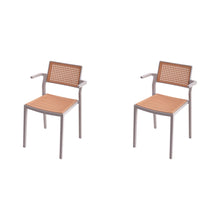 Load image into Gallery viewer, Pseudo-rattan PP Dining Chair Set of 4 with Armrest in Grey
