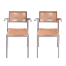 Load image into Gallery viewer, Pseudo-rattan PP Dining Chair Set of 4 with Armrest in Grey
