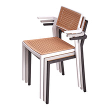 Load image into Gallery viewer, Pseudo-rattan PP Dining Chair Set of 4 with Armrest in Grey
