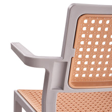 Load image into Gallery viewer, Pseudo-rattan PP Dining Chair Set of 4 with Armrest in Grey
