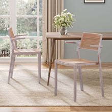 Load image into Gallery viewer, Pseudo-rattan PP Dining Chair Set of 4 with Armrest in Grey
