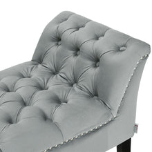 Load image into Gallery viewer, Grey Armed Velvet Buttoned Bed Bench
