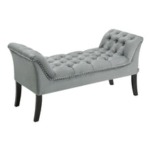 Load image into Gallery viewer, Grey Armed Velvet Buttoned Bed Bench
