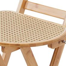 Load image into Gallery viewer, Bamboo Folding Bar Stool Counter Height Dining Chair with Backrest and Footrest
