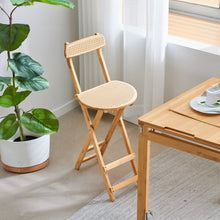Load image into Gallery viewer, Bamboo Folding Bar Stool Counter Height Dining Chair with Backrest and Footrest

