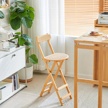 Load image into Gallery viewer, Bamboo Folding Bar Stool Counter Height Dining Chair with Backrest and Footrest
