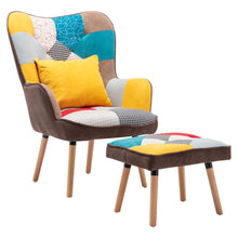 Load image into Gallery viewer, Upholstered Wingback Armchair with Footrest and Cushion
