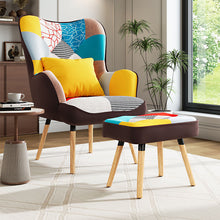 Load image into Gallery viewer, Upholstered Wingback Armchair with Footrest and Cushion
