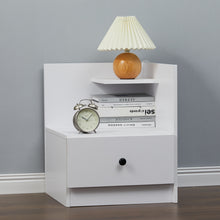 Load image into Gallery viewer, Urban Style Bedside Table with Drawer and Open Shelf Wooden Nightstand
