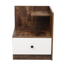 Load image into Gallery viewer, Urban Style Bedside Table with Drawer and Open Shelf Wooden Nightstand
