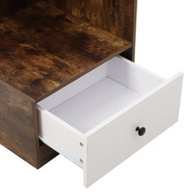 Load image into Gallery viewer, Urban Style Bedside Table with Drawer and Open Shelf Wooden Nightstand
