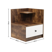 Load image into Gallery viewer, Urban Style Bedside Table with Drawer and Open Shelf Wooden Nightstand
