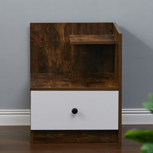 Load image into Gallery viewer, Urban Style Bedside Table with Drawer and Open Shelf Wooden Nightstand
