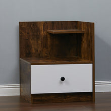 Load image into Gallery viewer, Urban Style Bedside Table with Drawer and Open Shelf Wooden Nightstand

