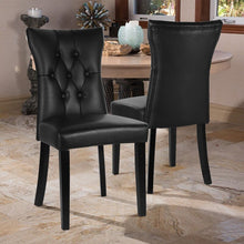 Load image into Gallery viewer, Set of 2 Faux Leather Dining Chairs Buttoned High Back Side Chairs Dining Chairs Living and Home 
