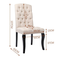Load image into Gallery viewer, 107cm Height Set of 2 Comfortable Linen Buttoned Dining Chairs Dining Chairs Living and Home 
