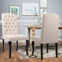 Load image into Gallery viewer, 107cm Height Set of 2 Comfortable Linen Buttoned Dining Chairs Dining Chairs Living and Home 
