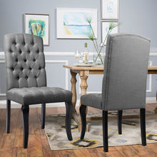 Load image into Gallery viewer, 107cm Height Set of 2 Comfortable Linen Buttoned Dining Chairs Dining Chairs Living and Home 

