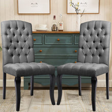 Load image into Gallery viewer, 107cm Height Set of 2 Comfortable Linen Buttoned Dining Chairs Dining Chairs Living and Home 
