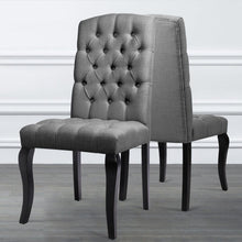 Load image into Gallery viewer, 107cm Height Set of 2 Comfortable Linen Buttoned Dining Chairs Dining Chairs Living and Home 
