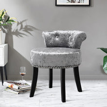 Load image into Gallery viewer, Velvet Upholstery Round Accent Chair Dressing Stool Dressing Table Stools Living and Home Silver Grey 
