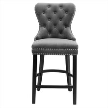 Load image into Gallery viewer, Bar Stool Wooden Velvet Buttoned Pink/Grey/brown breakfast Bar Stool Bar Chair Living and Home 
